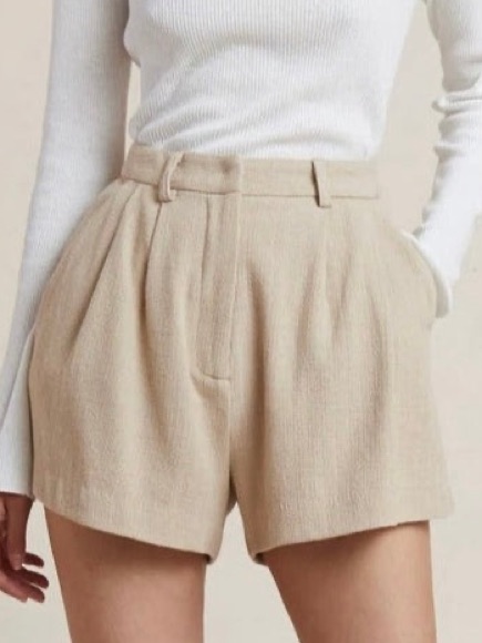 Bec And Bridge Tan 100% Cotton Textured Weaved Knit Coastal Trouser Shorts Us 4